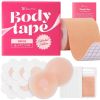 Boob Tape Beige Boobytape for Breast Lift and Push Up A G Cup Breathable Cotton Breast Tape with 36 Fashion Tapes 2 Gentle Silicone and 10 Satin Nippl